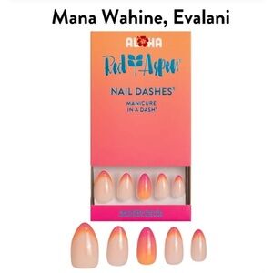 NEW 𝙍𝙚𝙙 𝘼𝙨𝙥𝙚𝙣 Press-On Nail French Pink Orange Ombré Medium Almond